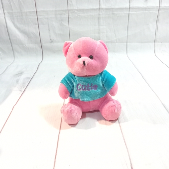 Vintage Pink Cutie Bear Stuff Animal 4'' Plush Toy - Picture 1 of 7